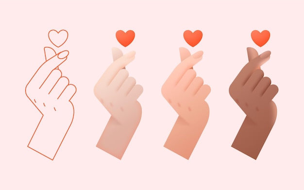 Free vector gradient finger heart