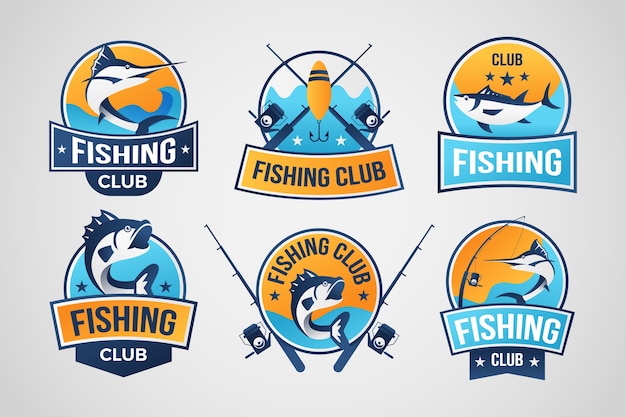 Free vector gradient fishing logo set