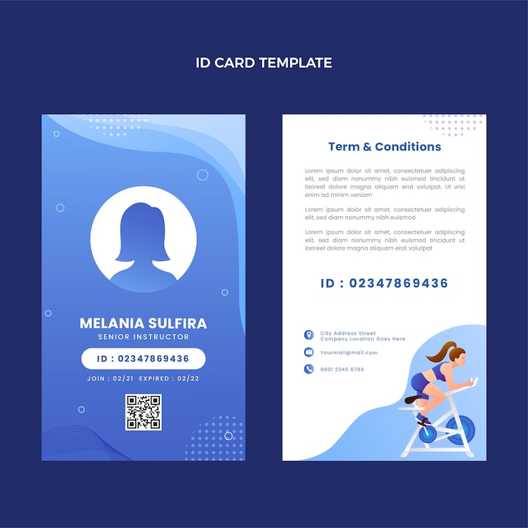 Free Vector gradient fitness id card template