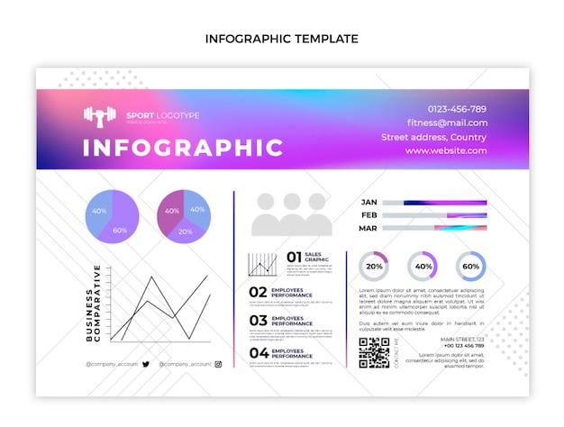 그라데이션 피트 니스 infographic 템플릿