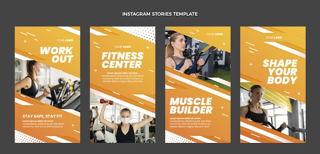 Gradient fitness instagram stories collection