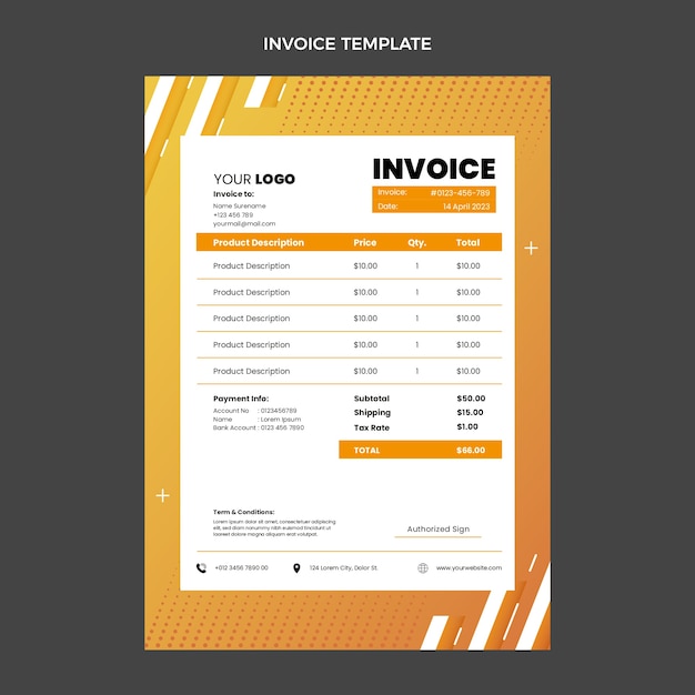 Gradient fitness invoice template