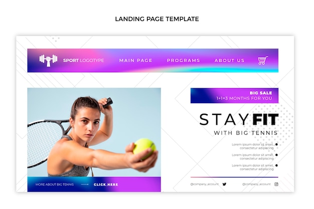Modello di pagina di destinazione fitness gradiente