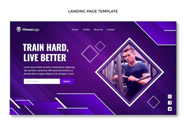 Free vector gradient fitness landing page