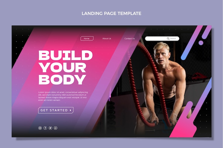 無料Vector グラデーションフィットネスランディングページ