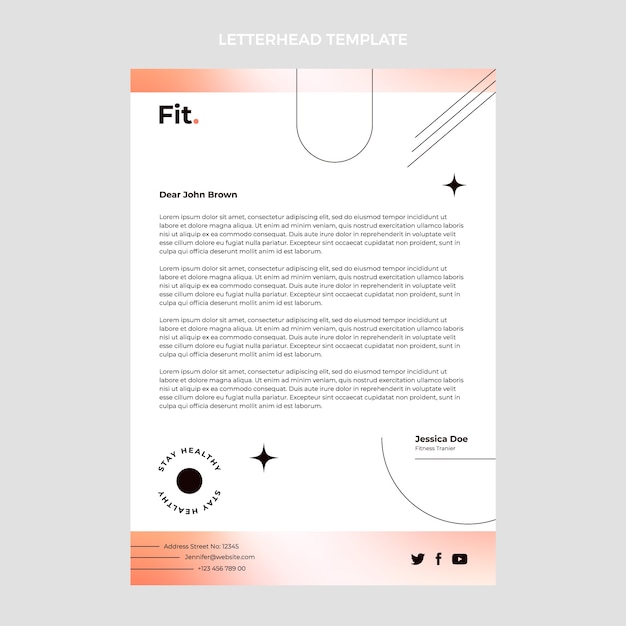 그라디언트 피트니스 레터헤드 템플릿