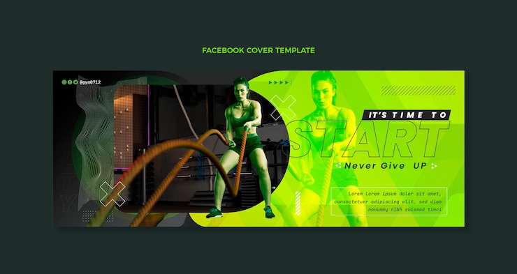 Бесплатный Вектор шаблон обложки для социальных сетей gradient fitness