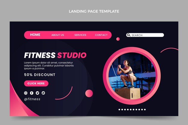 Gradient fitness studio landing page