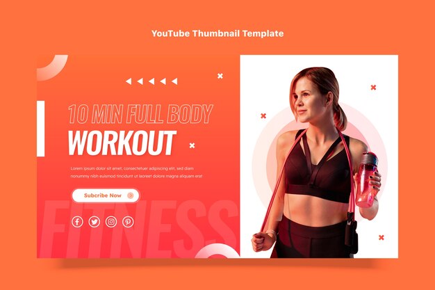 Free vector gradient fitness youtube thumbnail