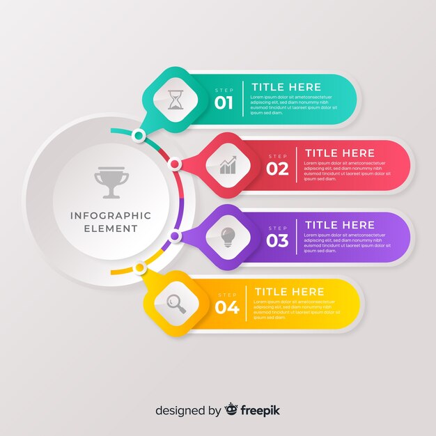 Gradient flat colorful step infographics