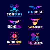 Free vector gradient flat design drone logo collection