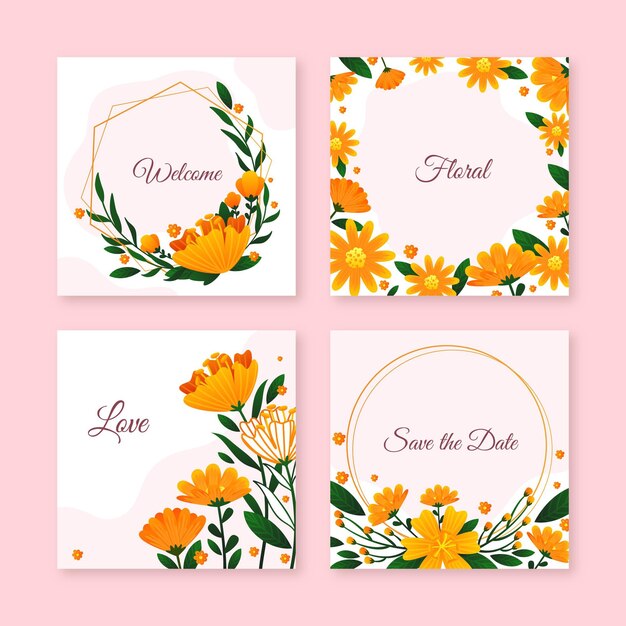 Gradient floral cards collection