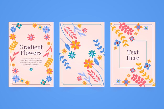 Free vector gradient floral cards collection