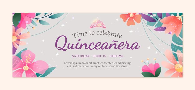 Градиентная цветочная обложка quinceañera facebook