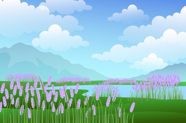 Free vector gradient flower field background