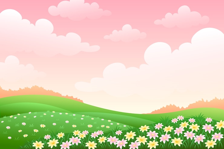 無料Vector グラデーションの花畑の背景