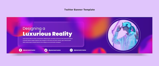 Free vector gradient fluid technology twitch banner