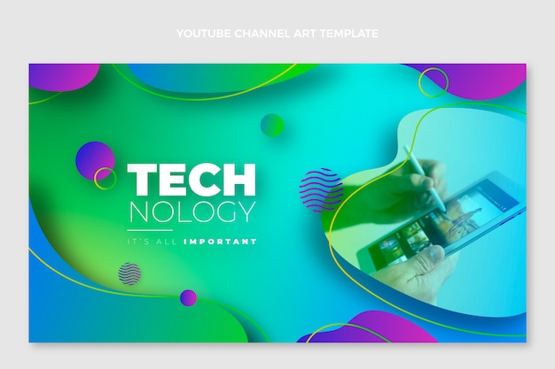 Vettore gratuito tecnologia dei fluidi gradiente arte del canale youtube