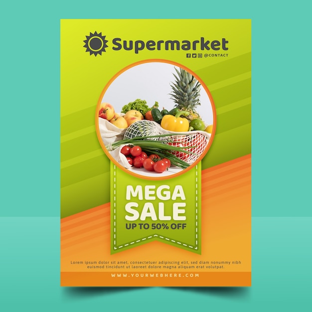 Free vector gradient flyer supermarket poster