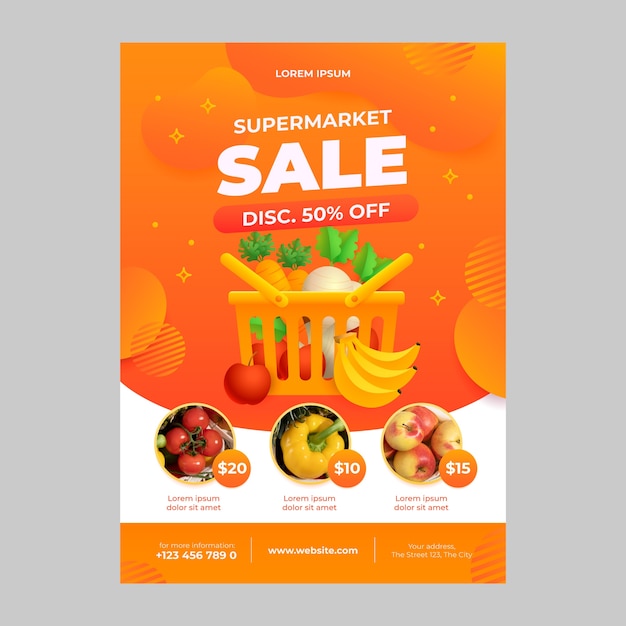 Free vector gradient flyer supermarket poster