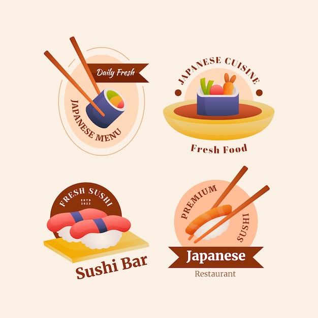 Free vector gradient food badges set