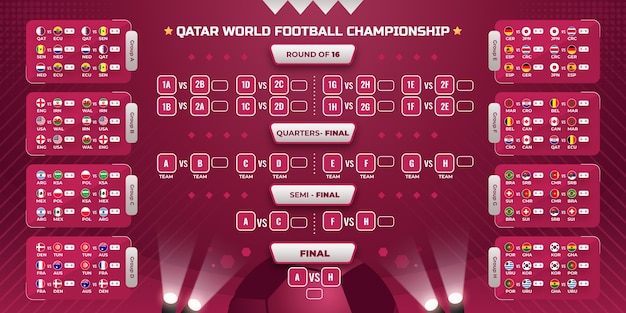 無料ベクター グラデーションサッカー選手権スケジュールテンプレート