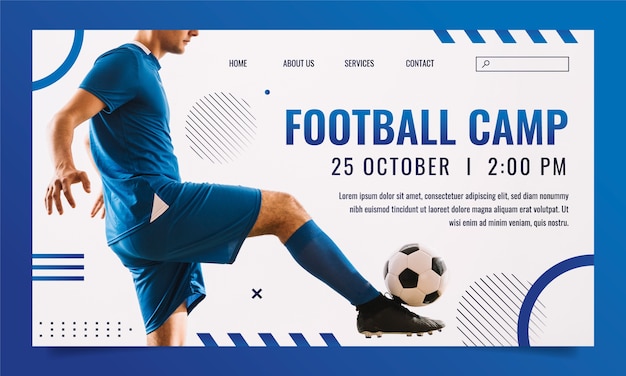 Free vector gradient football game landing page