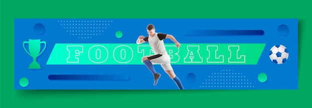 Gradient football game twitch banner free vector download