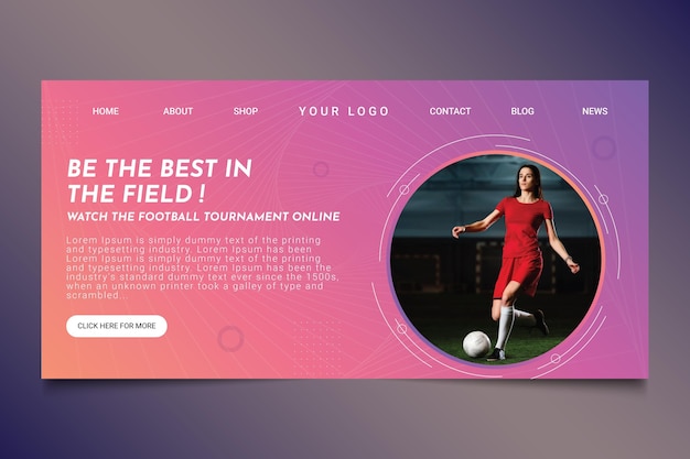 Free vector gradient football landing page template