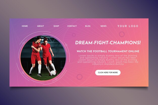 Gradient football landing page