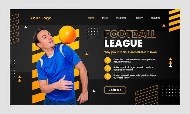 Vettore gratuito pagina di destinazione del calcio gradiente