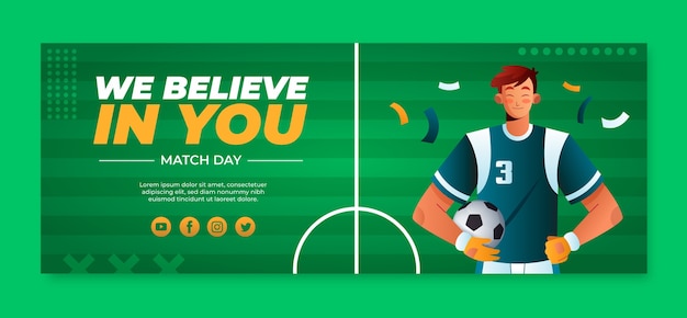 Free vector gradient football social media cover template