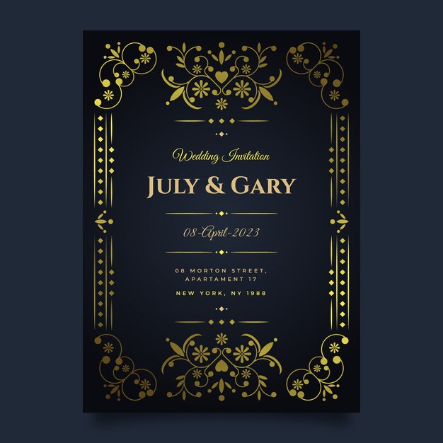 Free vector gradient formal wedding invitations