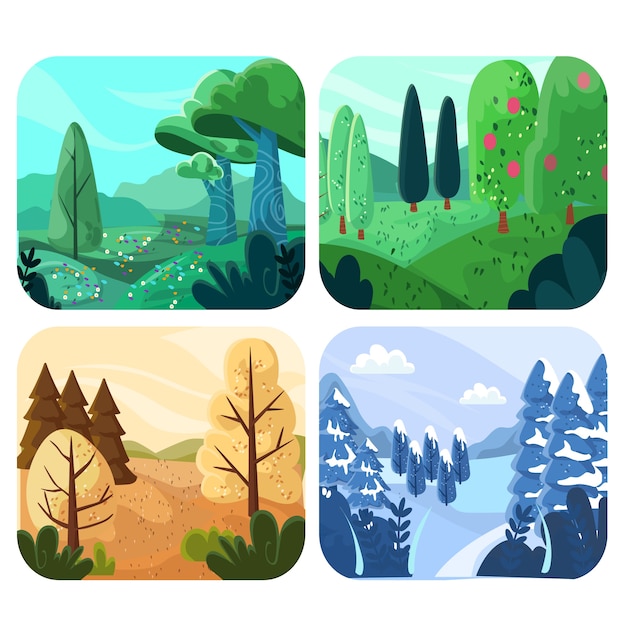 Free vector gradient four seasons illustration