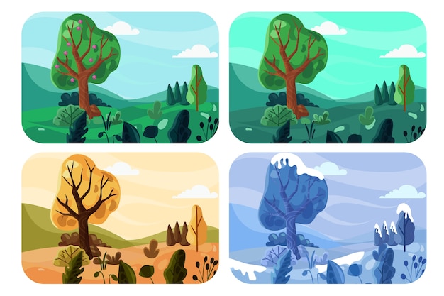 Free vector gradient four seasons illustration