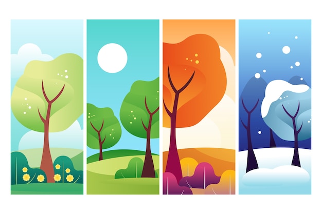 Free vector gradient four seasons illustration