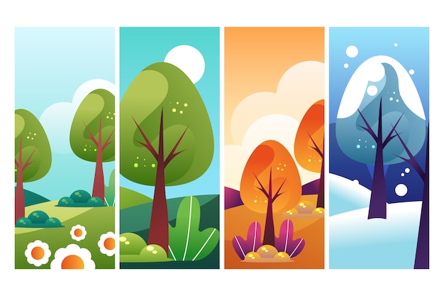 Gradient four seasons illustration