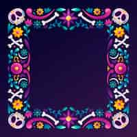 Free vector gradient frame template for dia de muertos celebration