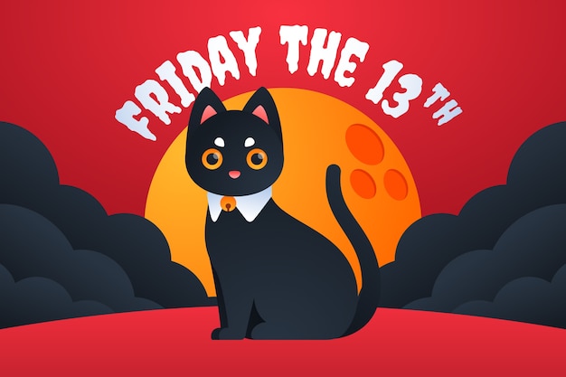 Free vector gradient friday the 13th background with black cat