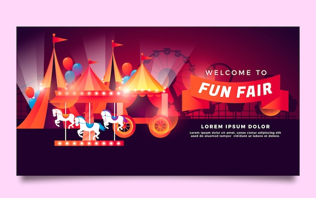 Бесплатное векторное изображение Градиент веселья ярмарка развлечений facebook шаблон
