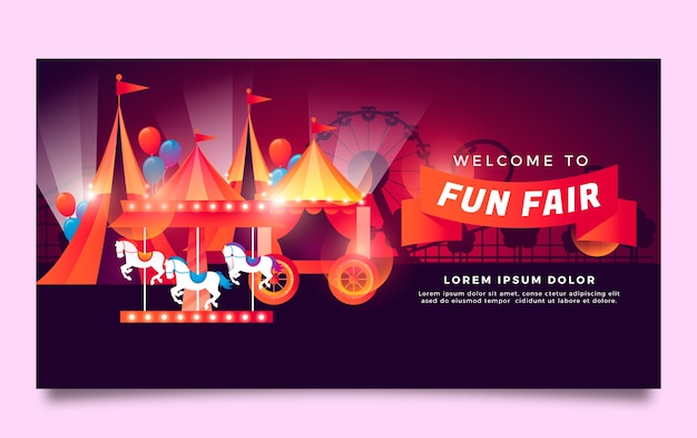 Gradient fun fair entertainment facebook template