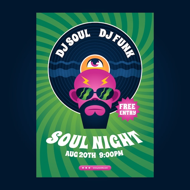 Vettore gratuito poster di musica funk e soul sfumati