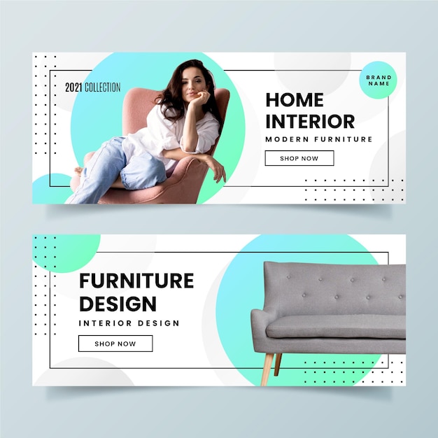 Free vector gradient furniture sale banner template