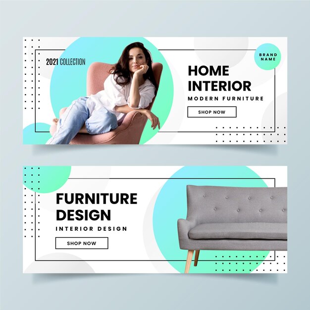 Gradient furniture sale banner template