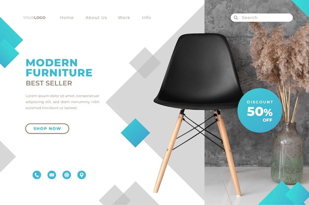 Gradient furniture sale landing page template with photo