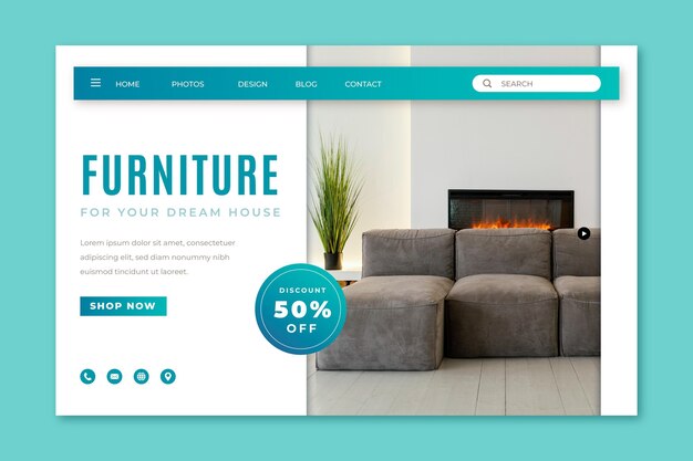 Free vector gradient furniture sale landing page template