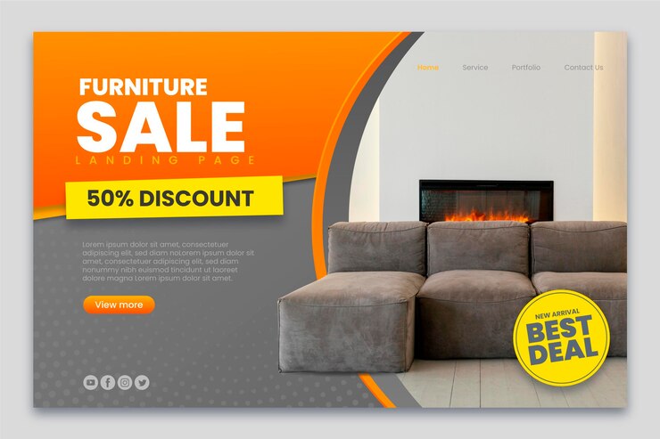 Free Vector gradient furniture sale landing page with photo