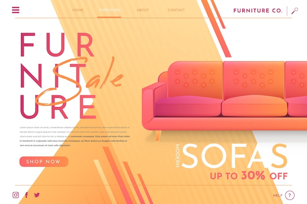 Gradient furniture sale landing page