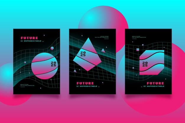 Free vector gradient futuristic cover collection