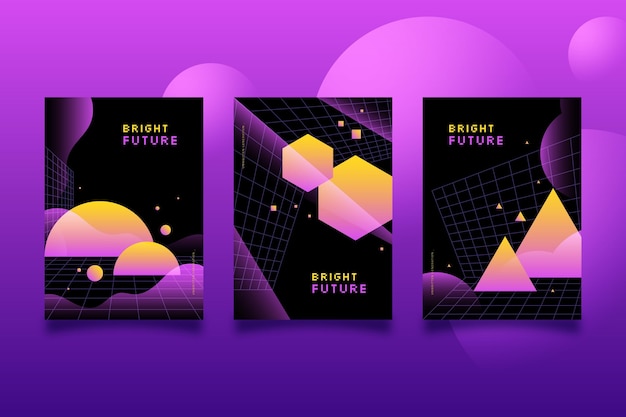 Free vector gradient futuristic cover collection